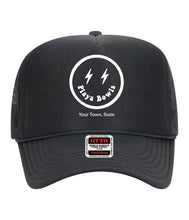 Load image into Gallery viewer, Smiley Name Drop Trucker - Custom for Your Location!
