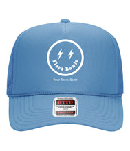 Load image into Gallery viewer, Smiley Name Drop Trucker - Custom for Your Location!
